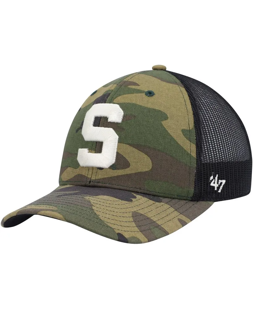 Men's '47 Brand Camo, Black Michigan State Spartans Team Logo Trucker Snapback Hat