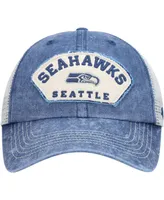 Men's '47 Brand College Navy, White Seattle Seahawks Denali Trucker Clean Up Snapback Hat