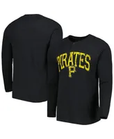 Men's Concepts Sport Black Pittsburgh Pirates Inertia Raglan Long Sleeve Henley T-shirt