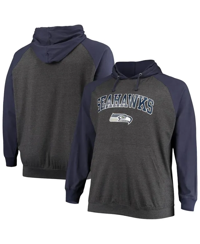 Men's Fanatics Branded Navy/Heathered Charcoal Chicago Bears Big & Tall Lightweight Raglan Pullover Hoodie