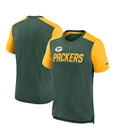 Men's Nike Heathered Green, Gold Green Bay Packers Color Block Team Name T-shirt