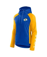 Women's Fanatics Royal, Gold Los Angeles Rams End Around Raglan Full-Zip Hoodie