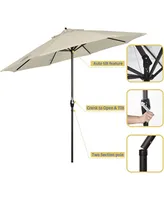 California Umbrella Aluminum Crank Beige Olefin Patio Umbrella, 9'