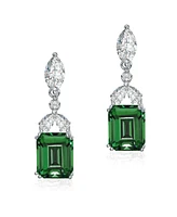 Genevive Sterling Silver White Gold Plated Cubic Zirconia Lantern Earrings