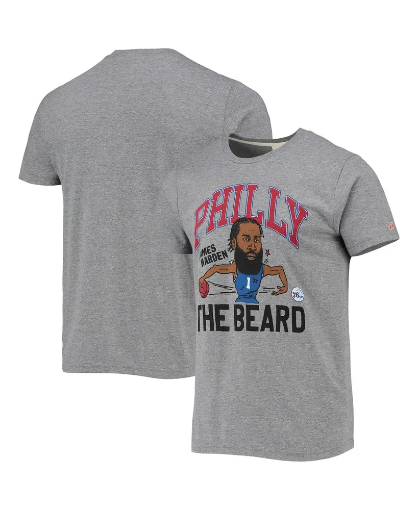 Men's Homage James Harden Heathered Gray Philadelphia 76Ers Caricature Tri-Blend T-shirt