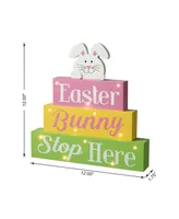 Glitzhome 12" L Easter Led Lighted Wooden Bunny Block Word Sign