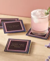 Trina Turk 4" Glass Coaster Set, 4 Piece