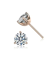 Genevive Sterling Silver Cubic Zirconia Solitaire Stud Earrings