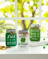 Glitzhome 7" H St. Patrick's Wooden Mason Jar Table Decor, Set of 3