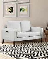 Lifestyle Solutions 35" Wood, Steel, Foam and Polyester Nate with Power and Usb Ports Loveseat