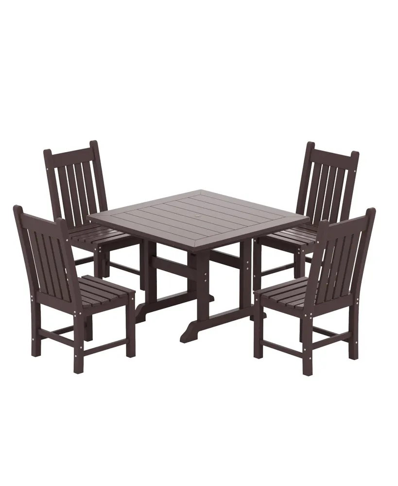 5 Piece Outdoor Patio Dining Set Square Table and Chair