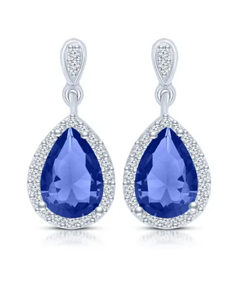 Genevive Cubic Zirconia Sterling Silver Pear Shape Drop Earrings