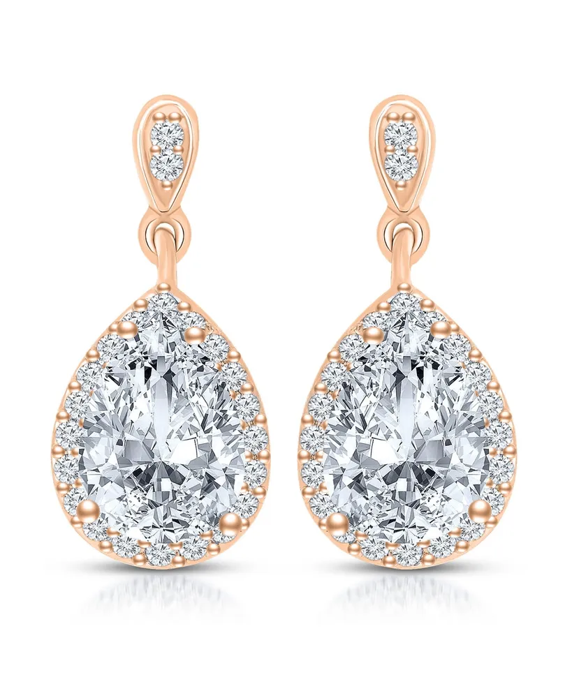 Cubic Zirconia Sterling Silver Pear Shape Drop Earrings