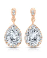 Cubic Zirconia Sterling Silver Pear Shape Drop Earrings