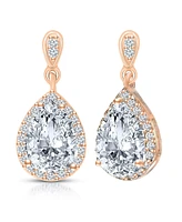 Cubic Zirconia Sterling Silver Pear Shape Drop Earrings