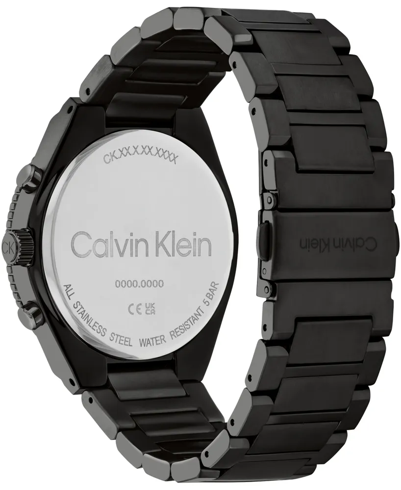 Calvin Klein Men's Black-Tone Stainless Steel Bracelet Watch 44.5mm