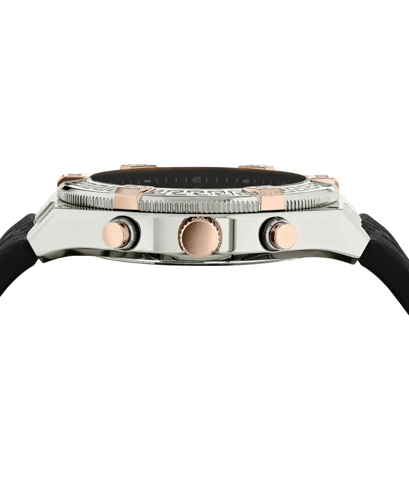 Versace Men's Swiss Chronograph V-Sporty Greca Black Leather Strap Watch 46mm