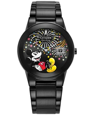 Citizen Eco-Drive Unisex Disney Mickey Mouse Black Stainless Steel Bracelet Watch 40mm