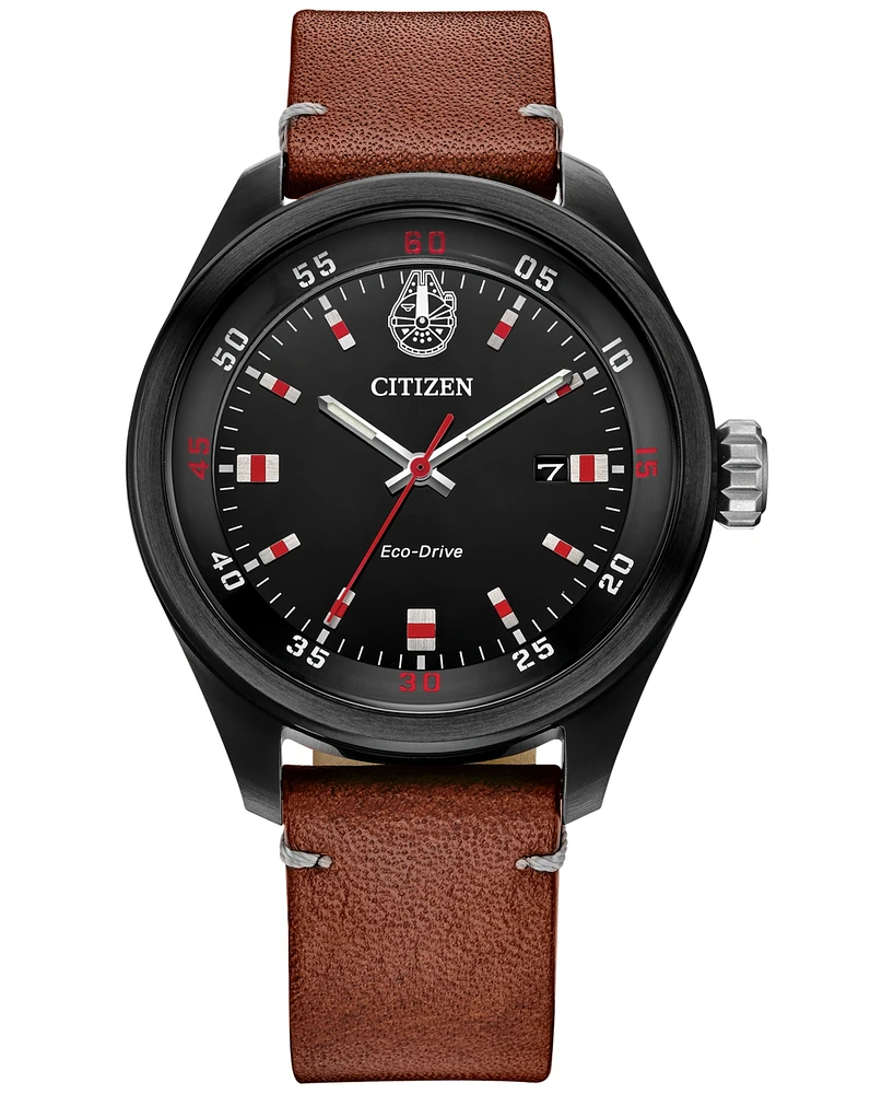 Citizen Eco-Drive Men's Star Wars Chewbacca Brown Leather Strap Watch 43mm