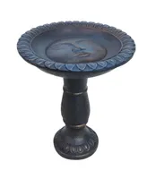 Sunnydaze Decor Facade du Soleil Reinforced Concrete Bird Bath - 26 in - Blue