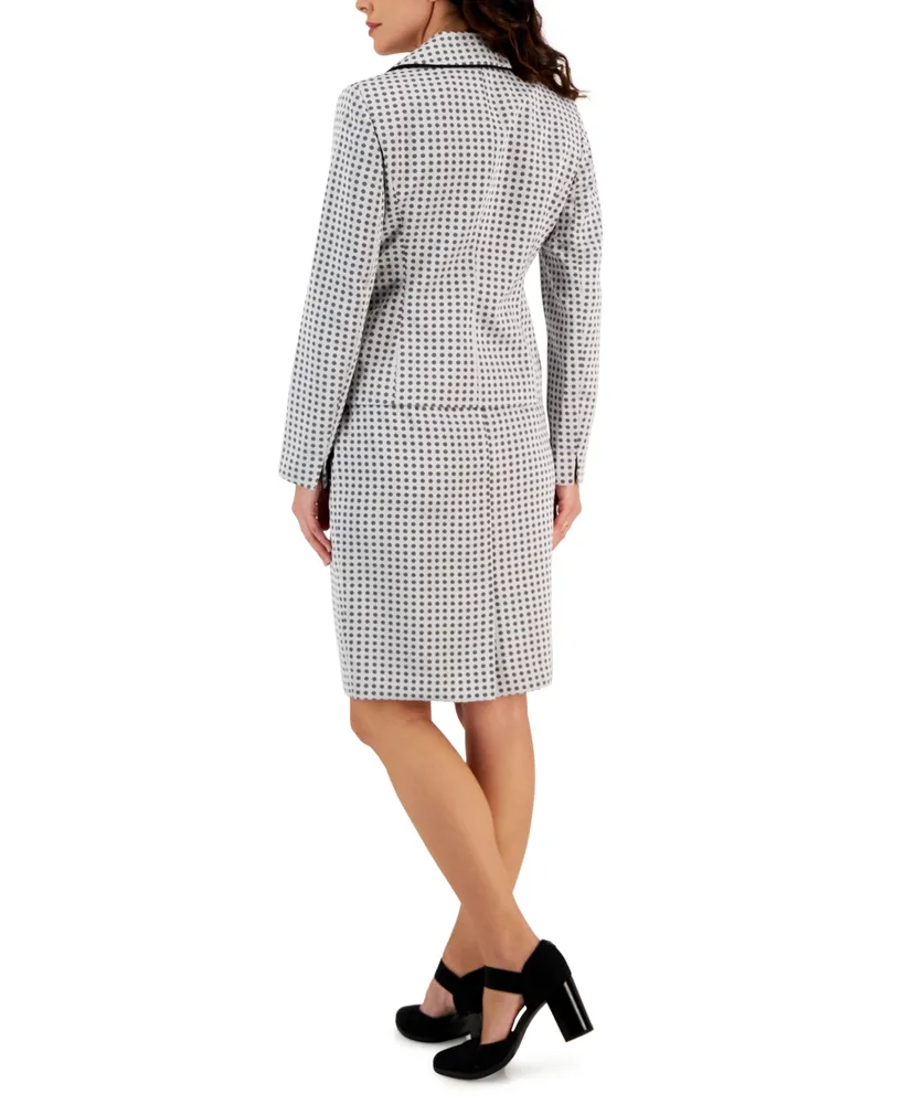 Le Suit Women's Polka-Dot Three-Button Skirt Suit, Regular and Petite Sizes