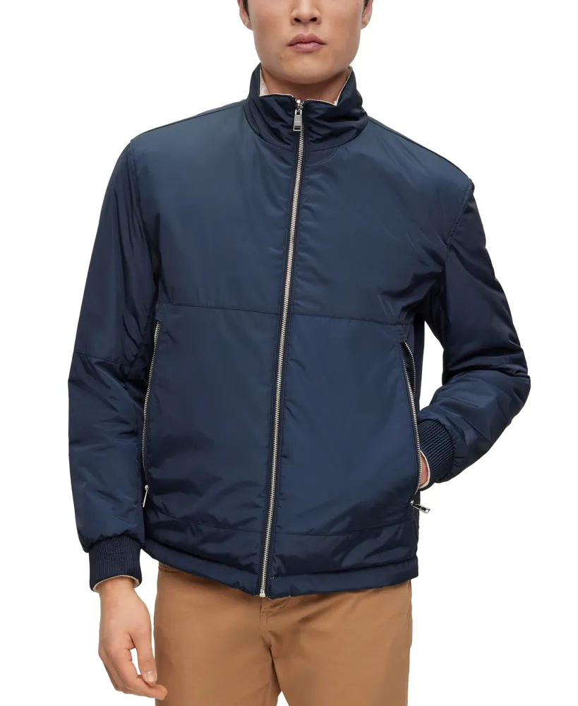 Boss by Hugo Men's Water-Repellent Logo Badge Reversible Jacket