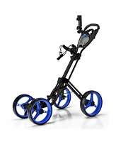 Costway Folding 4 Wheels Golf Push Cart W/Brake Scoreboard Adjustable Handle