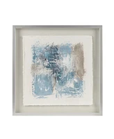 Madison Park Single Piece Ashlar Glass Framed Hand Painted Rice Paper Abstract, 25.5" x 25.5"