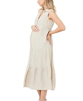 Ripe Maternity Tracy Button Down Tiered Dress