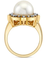 Cultured Freshwater Pearl (11mm) & Diamond (1/6 ct. t.w.) Statement Ring in 10k Gold