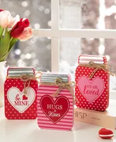 Glitzhome 7" H Valentine's Wooden Mason Jar Table Decor Set, 3 Piece