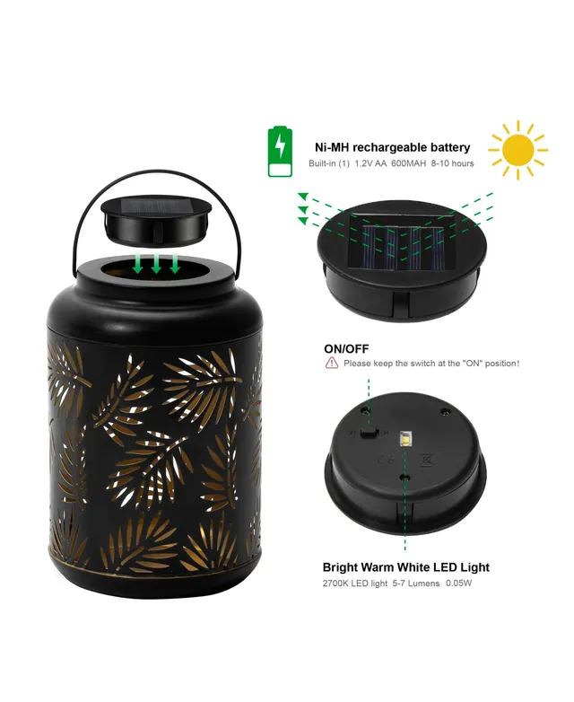 Glitzhome 8.75H Metal Cutout Solar Powered Outdoor Hanging Lantern