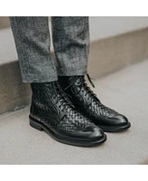 Taft Men's Saint Handwoven Leather Wingtip Dress Boots