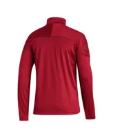 Men's adidas Red Louisville Cardinals Aeroready Knit Quarter-Snap Jacket