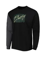 Men's Nike Black Milwaukee Bucks Courtside Versus Flight MAX90 Long Sleeve T-shirt