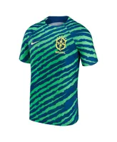 Men's Nike Blue, Green Brazil National Team 2022/23 Pre-Match Top