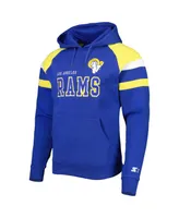 Men's Starter Royal Los Angeles Rams Draft Fleece Raglan Pullover Hoodie