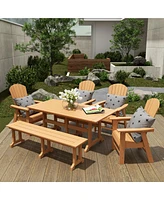 WestinTrends 6 Piece Outdoor Patio Dining Table and Armchair Dining Bench Set