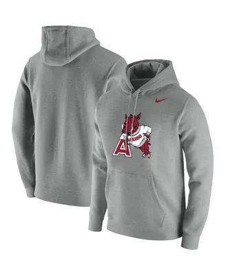 Men's Nike Heathered Gray Arkansas Razorbacks Vintage-Like School Logo Pullover Hoodie