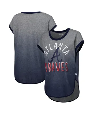 Women's Touch Gray, Navy Atlanta Braves Home Run Tri-Blend Sleeveless T-shirt