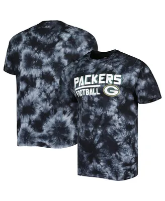 Men's Msx by Michael Strahan Black Green Bay Packers Recovery Tie-Dye T-shirt