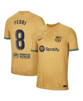 Men's Nike Pedri Gold Barcelona 2022/23 Away Authentic Player Jersey