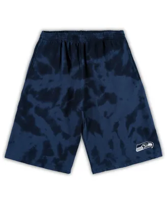 Men's College Navy Seattle Seahawks Big and Tall Tie-Dye Shorts