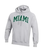 Men's Champion Heathered Gray Miami Hurricanes Big and Tall Reverse Weave Fleece Pullover Hoodie Sweatshirt