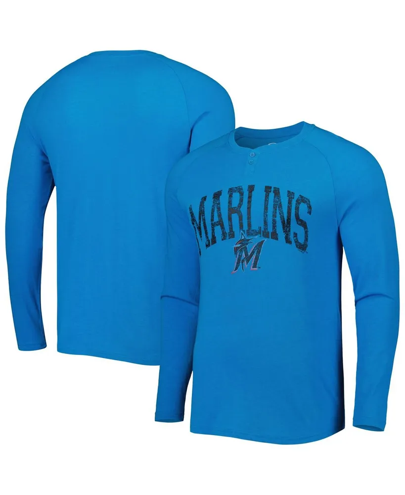Men's Concepts Sport Blue Miami Marlins Inertia Raglan Long Sleeve Henley T-shirt
