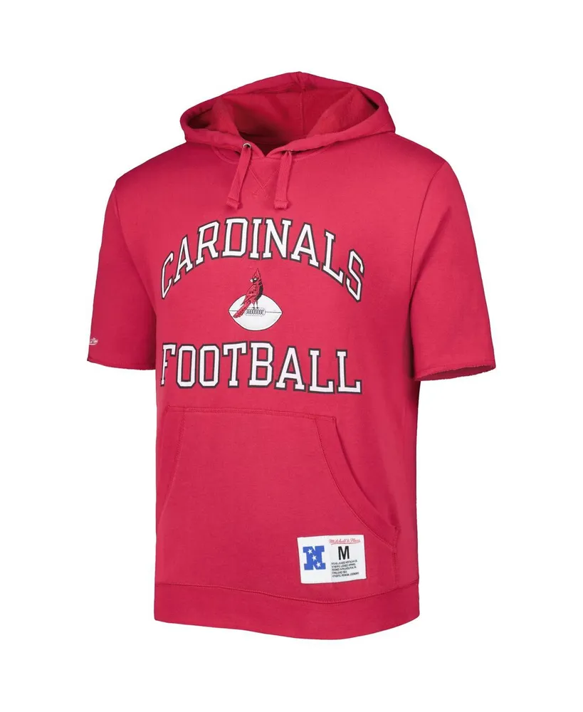 Men's Mitchell & Ness Cardinal Arizona Cardinals Washed Short Sleeve Pullover Hoodie