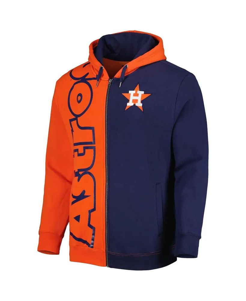 Men's Mitchell & Ness Orange, Navy Houston Astros Fleece Full-Zip Hoodie