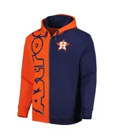 Men's Mitchell & Ness Orange, Navy Houston Astros Fleece Full-Zip Hoodie