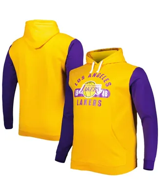 Men's Fanatics Gold, Purple Los Angeles Lakers Big and Tall Bold Attack Pullover Hoodie