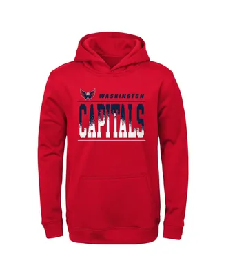 Youth Boys Red Washington Capitals Play-By-Play Performance Pullover Hoodie